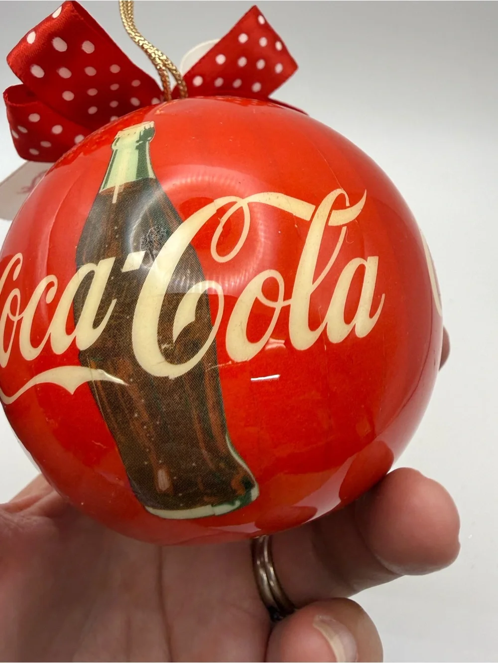 Coca Cola Red Holiday Ornament with Branded Bow
